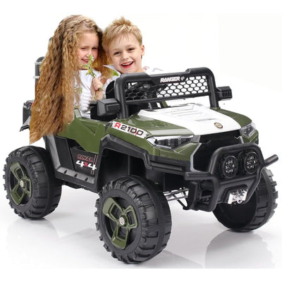 Battery Operated 4x4 SUV Ride On Car | Electric Jeep 4 x4 Electrical Car | Military Green | COD Not Available