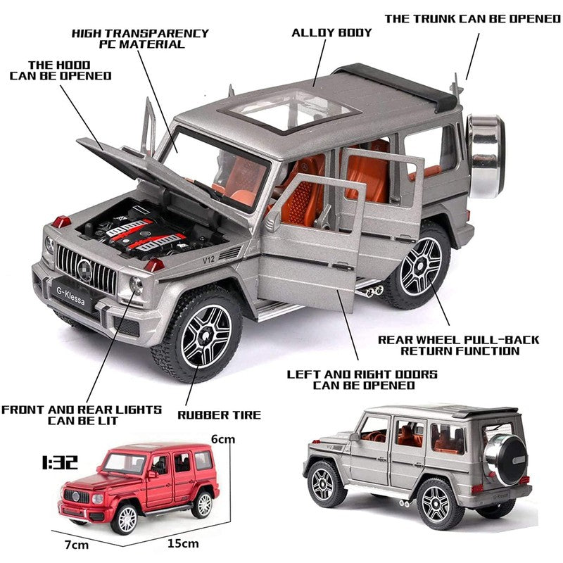 Set of 2 Diecast Cars (MERC G-63, Jeep AMG Off-Road Vehicle Klesa) | (1:32 Scale Models)