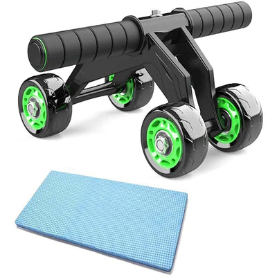 Fitfix 4 Abs Wheel Roller | Abdominal Exerciser Includes Knee Protection Pad - (Black)