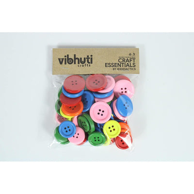 50 Pcs Neon Wooden Buttons | Used for DIY Art & Craft and Scrapbooking | Assorted Sizes (20mm and 25mm)