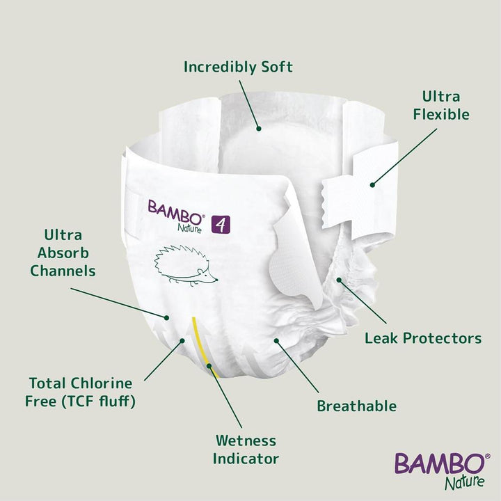 Bambo Nature (4-Large) Premium Baby Tape Diapers | 24 Diapers | 7-14 Kg | 15-31 lbs