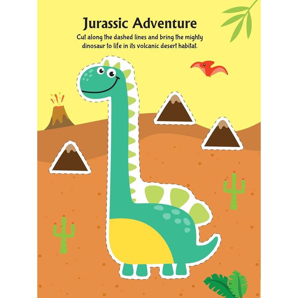 Dreamland Publications Dino Scissors Skills Activity Book with Child Safe Scissors, Games & Mask (4-7 Years)