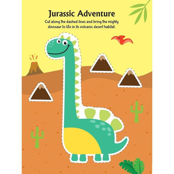 Dreamland Publications Dino Scissors Skills Activity Book with Child Safe Scissors, Games & Mask (4-7 Years)