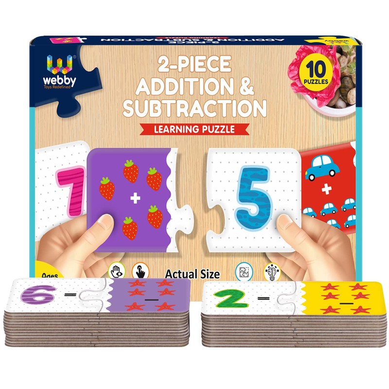 Addition Subtraction 2 Pieces Learning Pack Jigsaw Puzzle, Montessori Early Educational Pre School Puzzle Toys for 2+ Years Kid