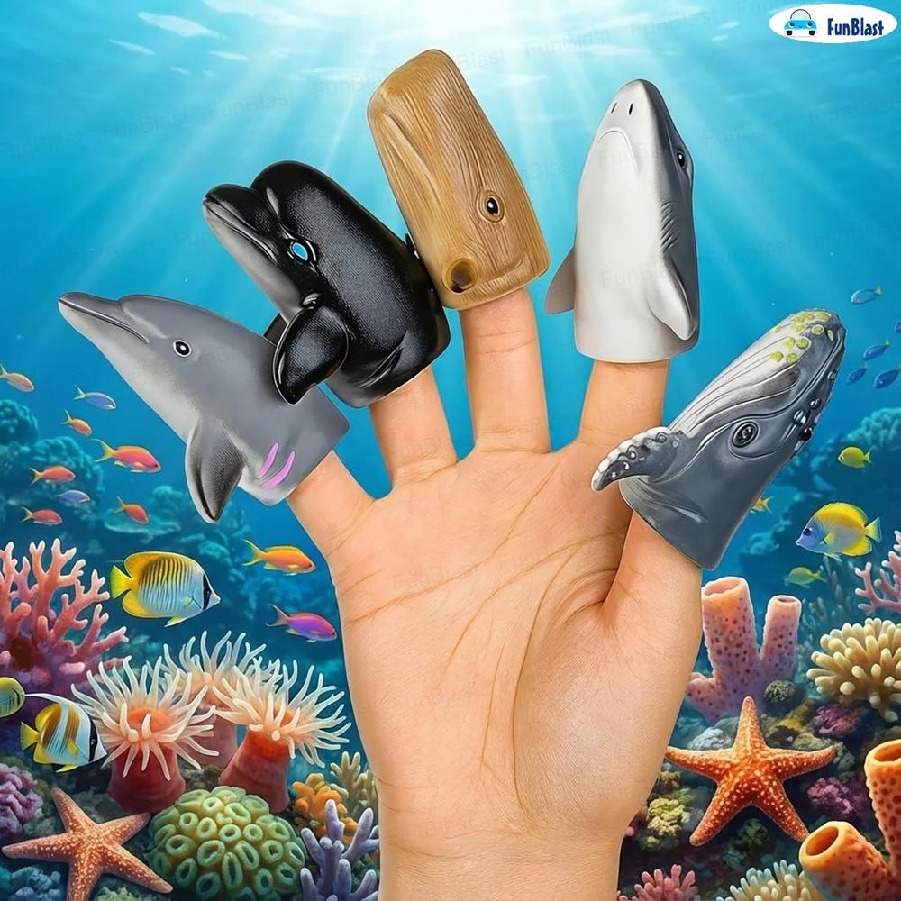 FunBlast Ocean Animals Finger Puppets | Storytelling Toys for Kids & Toddlers | Pack of 5