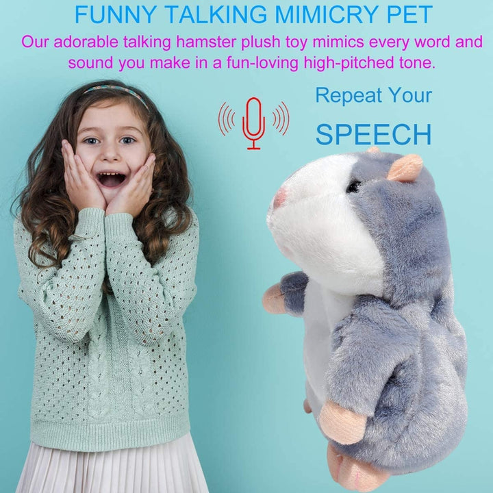 Talking Hamster Repeats What You Say (Educational Talking Toy) - Grey