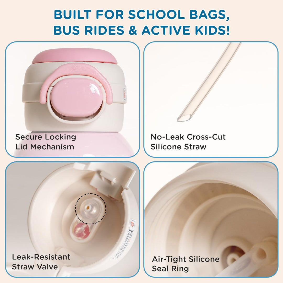 Mee Mee Kiddo Tumbler Vacuum Bottle - 550ml | 3-in-1 Straw, Sip & Cup | Leakproof & BPA-Free | 24H Cold & 12H Hot | Pink
