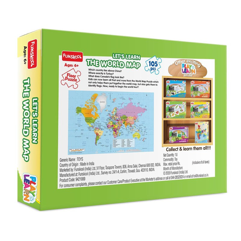 Original Funskool Play & Learn World Map 105 Pcs Puzzle