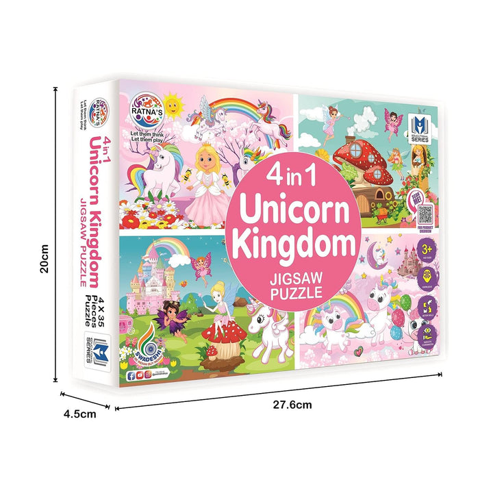 Ratna's 4 in 1 -Unicorn Kingdom Jigsaw Puzzle for Kids |A Perfect Puzzle for Little Hands