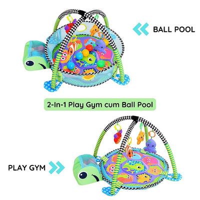 Baby Activity Gym 2 in 1 with Hanging Rattles and 30 Balls