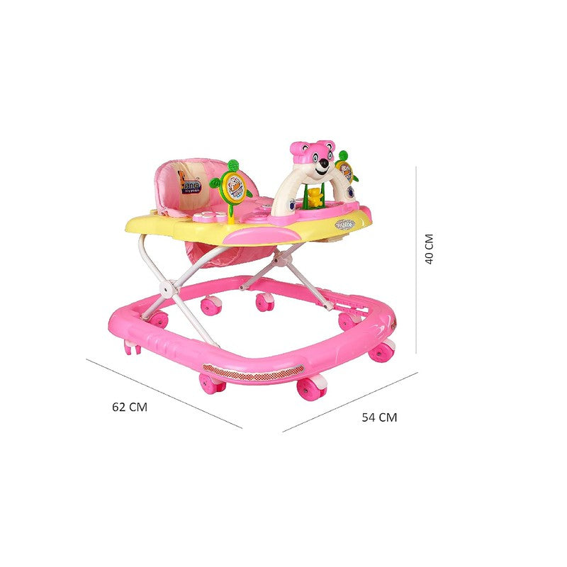 Baby Musical Walker - Foldable & Height Adjustable - Pink