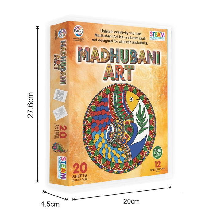 Ratna's Madhubani Art Kit – Painting & Colouring Craft Set I 20 Sheets
