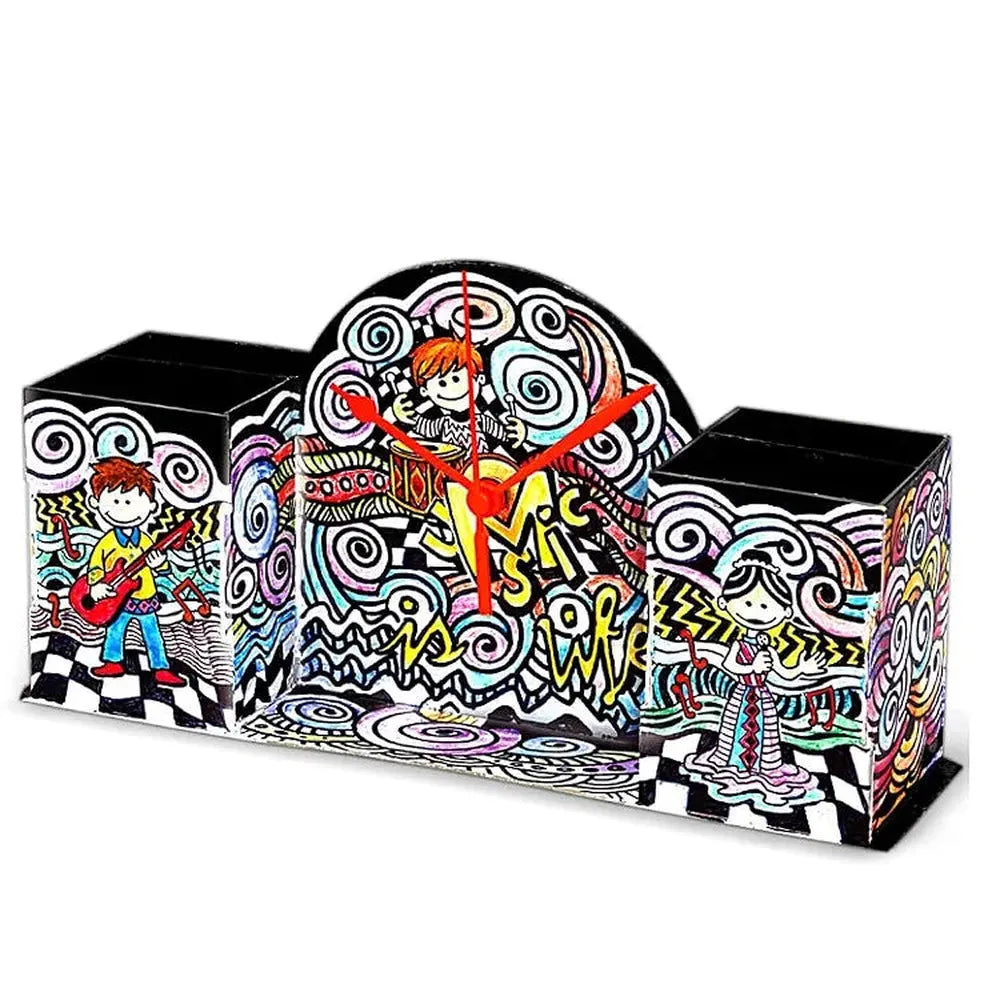 Toykraft Paint Your Own Doodle Desk Clock - Creative DIY Craft Kit