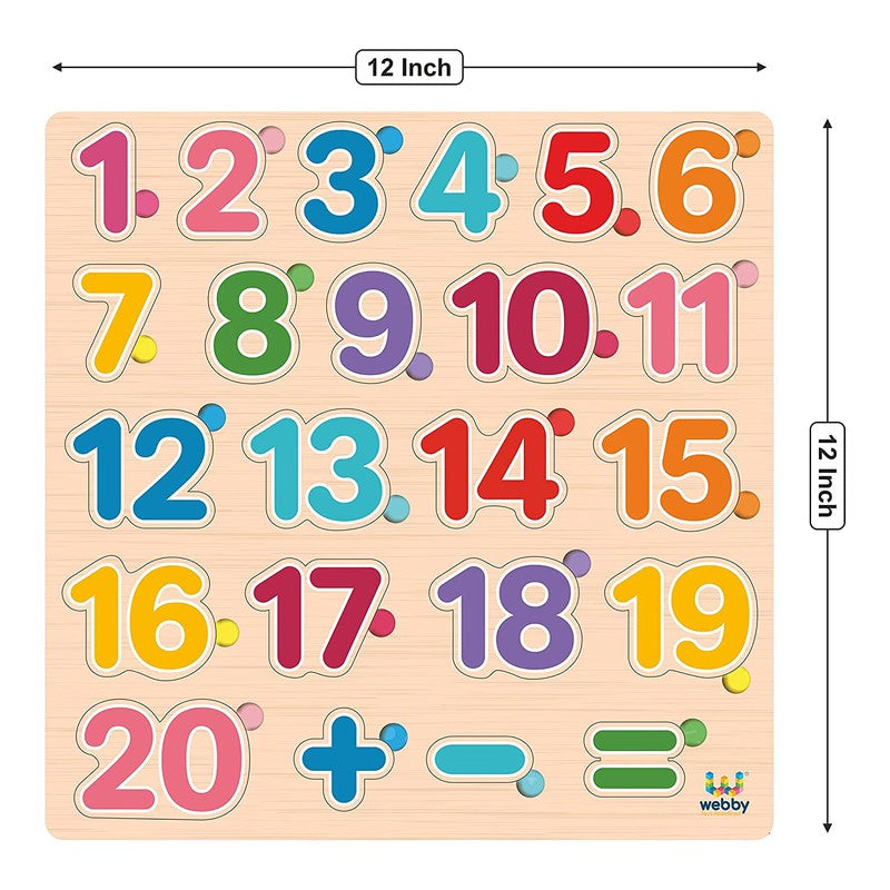 Wooden Numbers Counting Montessori Educational Pre-School Puzzle Board Toy