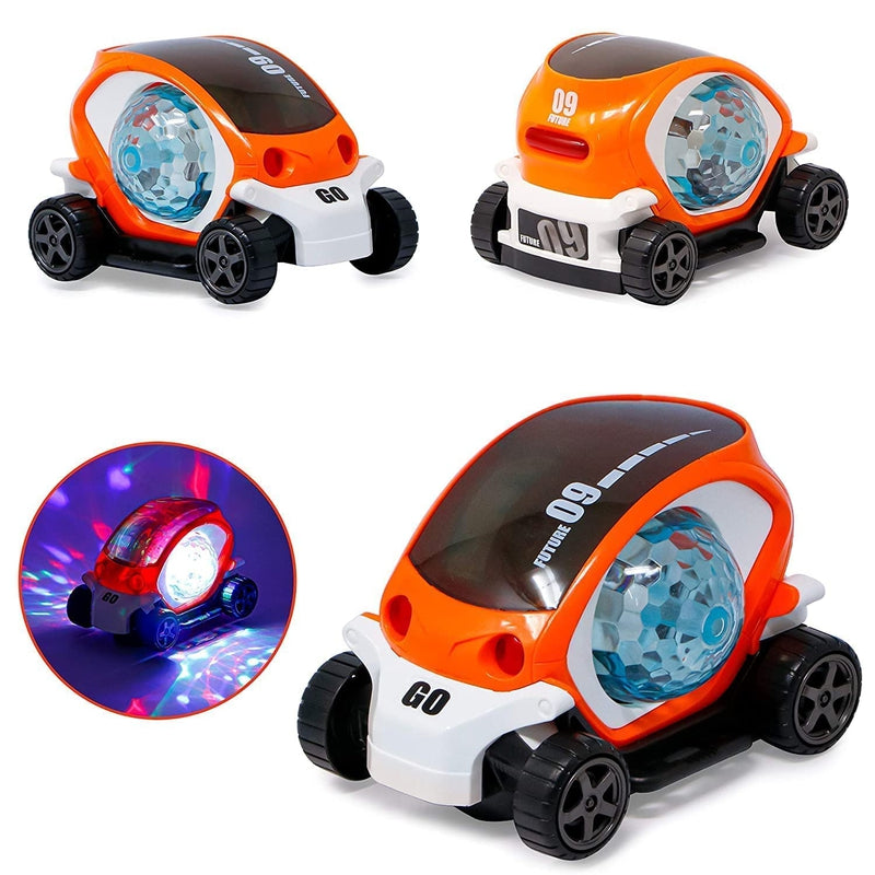 360 Degree Rotating Bump and Go India Toy Stunt Car Toy with 4D Lights & Sounds and Musical Car (Assorted Colours)