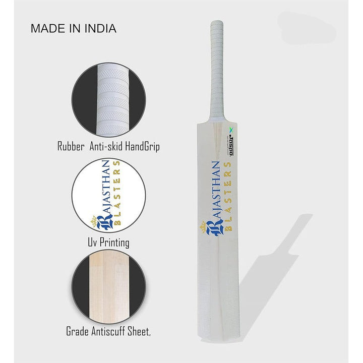 Jaspo Rajasthan Blasters Scoop Bat Poplar Willow Cricket Bat (Wood)| Full Size -35 Inches with Soft T-20 ball (Poplar Handle) | 12+ years