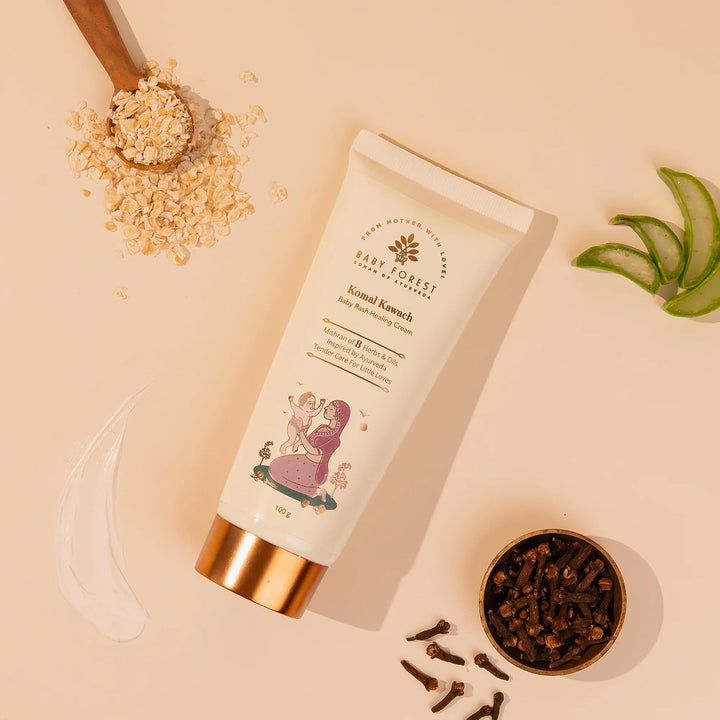 Baby Forest Komal Kawach - Baby Rash Healing Cream | 8 Herbs and Oils | 100 g
