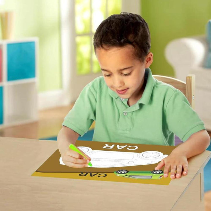 2 in 1 Colour & Clean Game with 24 Reusable Cards (2-6 Years)