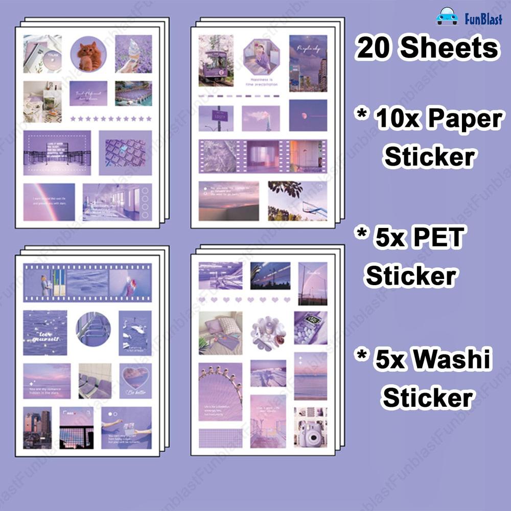 FunBlast Sticker Book Set | 20 Sheets Retro Japanese Style Stickers | 240+ Stickers