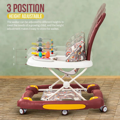 3 in 1 Awry Baby Walker for Kids with Rocker & Push Handle, Kids Walker with 3 Adjustable Height, Mat & Musical Toy Bar | Activity Walker for Baby | Push Walker - COD Not Available