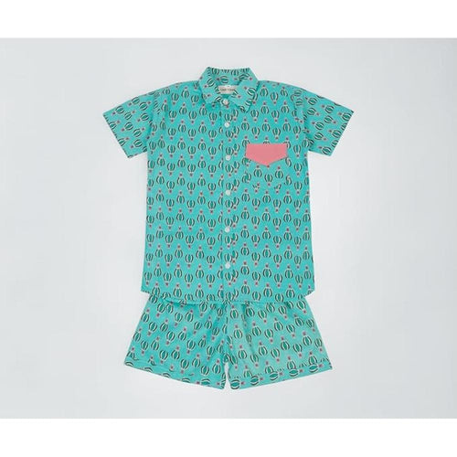 Little Ginnie Half Sleeve Shirt Pant Set for Kids | Blue