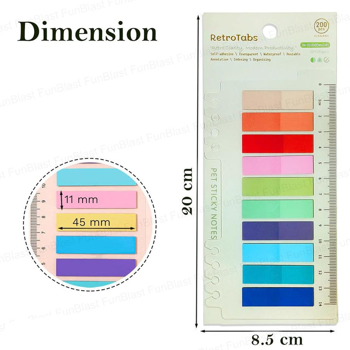 FunBlast Transparent Sticky Notes | Pastel Page Markers & Index Tabs with Ruler | 600 Pieces (Set 0f 3)