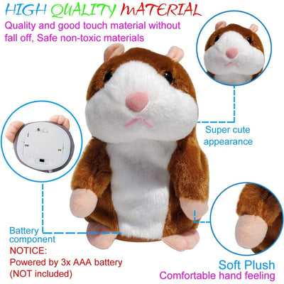 Set of 2 Talking Hamster Repeats What You Say (Educational Talking Toy) - Brown and Grey