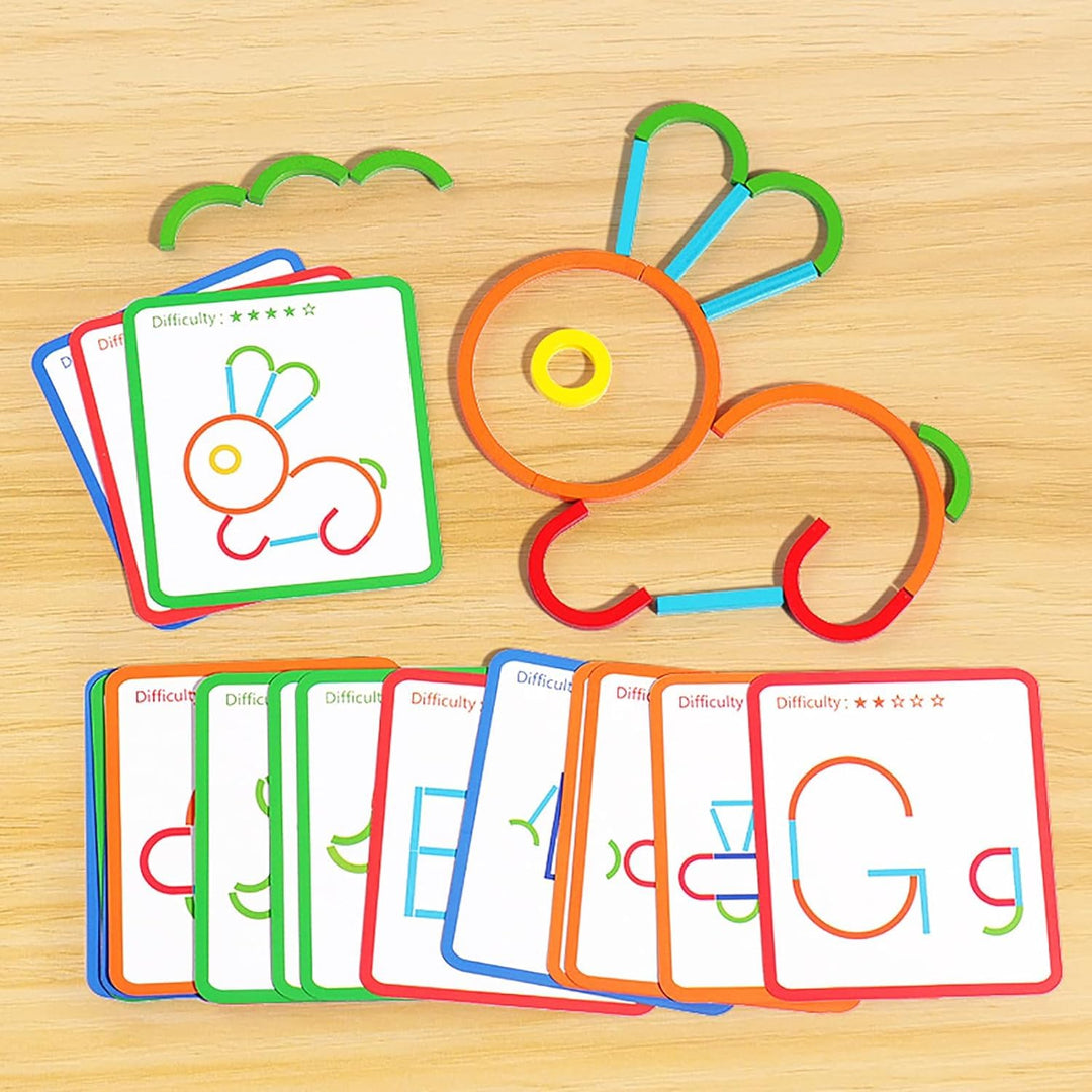 MUREN Wooden Sticks & Rings Puzzle Game - 120 Piece | Montessori Creative Learning Set