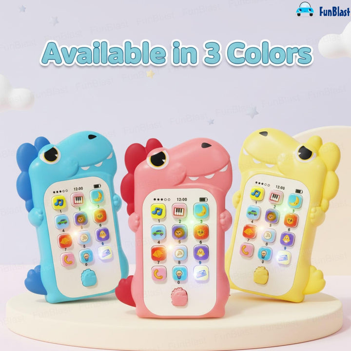 FunBlast Dinosaur Musical Mobile Phone Toy for Kids – Peach | Light & Sound Educational Toy for Kids | 1 Unit