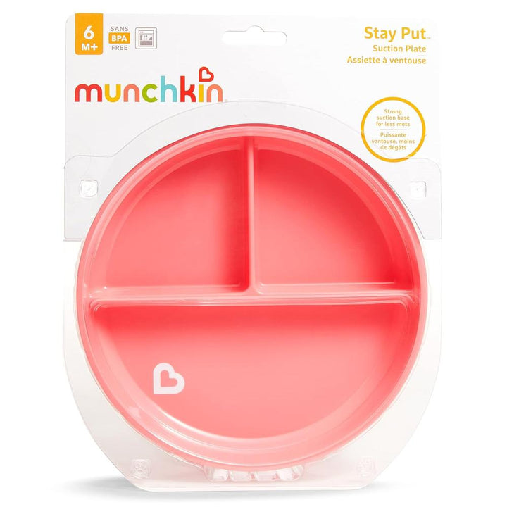 Munchkin Stay Put Suction Plate with Divider- Pack of 1 | BPA-Free Baby Feeding Plate