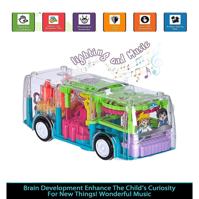 Concept Transparent Bus Bump and Go Electric Mechanical Gear with Colorful Light, Music and LED