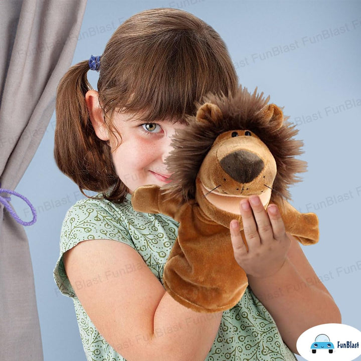 FunBlast Lion Hand Puppet | Soft Plush Animal Puppet with Movable Mouth for Storytelling & Kids’ Learning