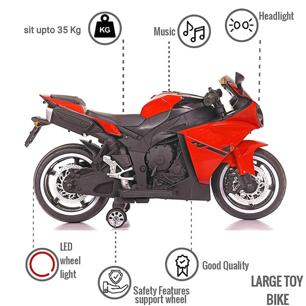 Red Ride-On | Rechargeable Battery Operated | R3 Bike (COD Not Available)