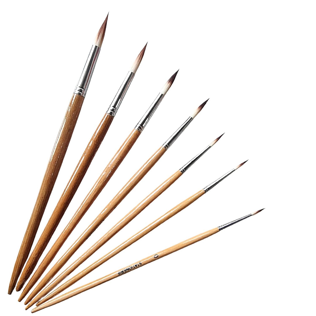 Set of 7 Handcrafted Round Paint Brushes | Wood