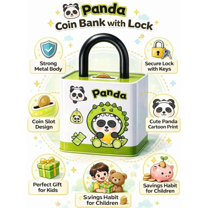 Magic World Cute Cartoon Piggy Bank with Combination Lock | Portable Money Saving & Cash Storage Box for Kids | Mini Coin Bank for Boys & Girls