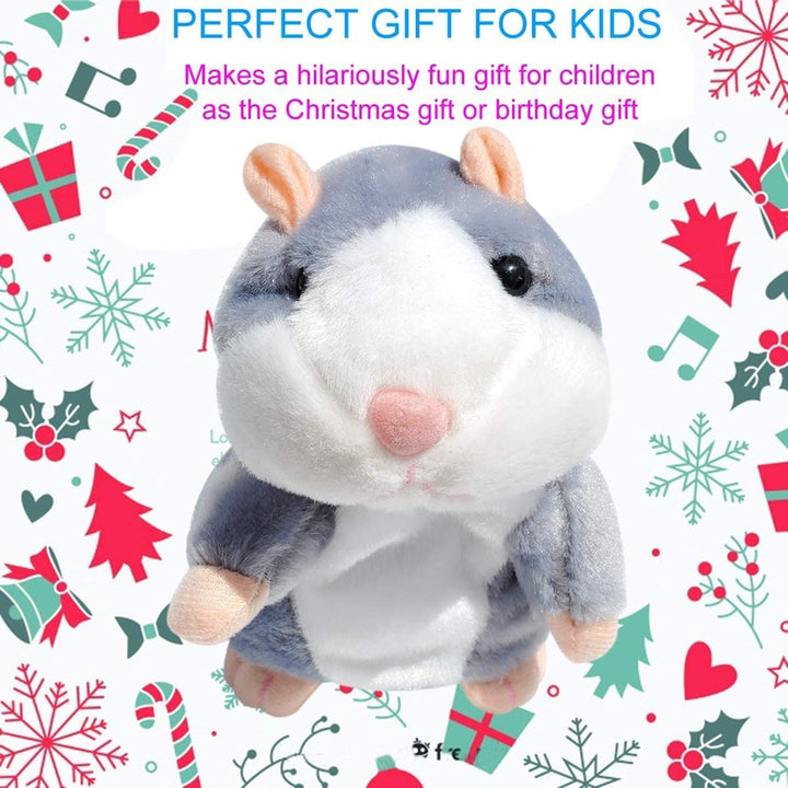 Talking Hamster Repeats What You Say (Educational Talking Toy) - Grey