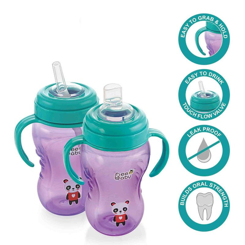 2 in 1 Soft Silicone Spout & Straw Sippy Cup with Easy Grip Detachable Handle | Leak Proof. (240 ML / 8 oz.)