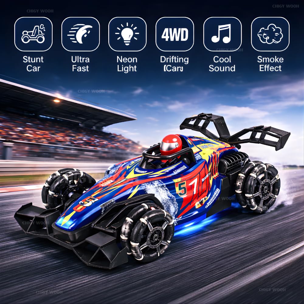 Big Drift Racing RC Car | Rechargeable Stunt Car with Gesture Watch, RGB Lights & Spray Smoke