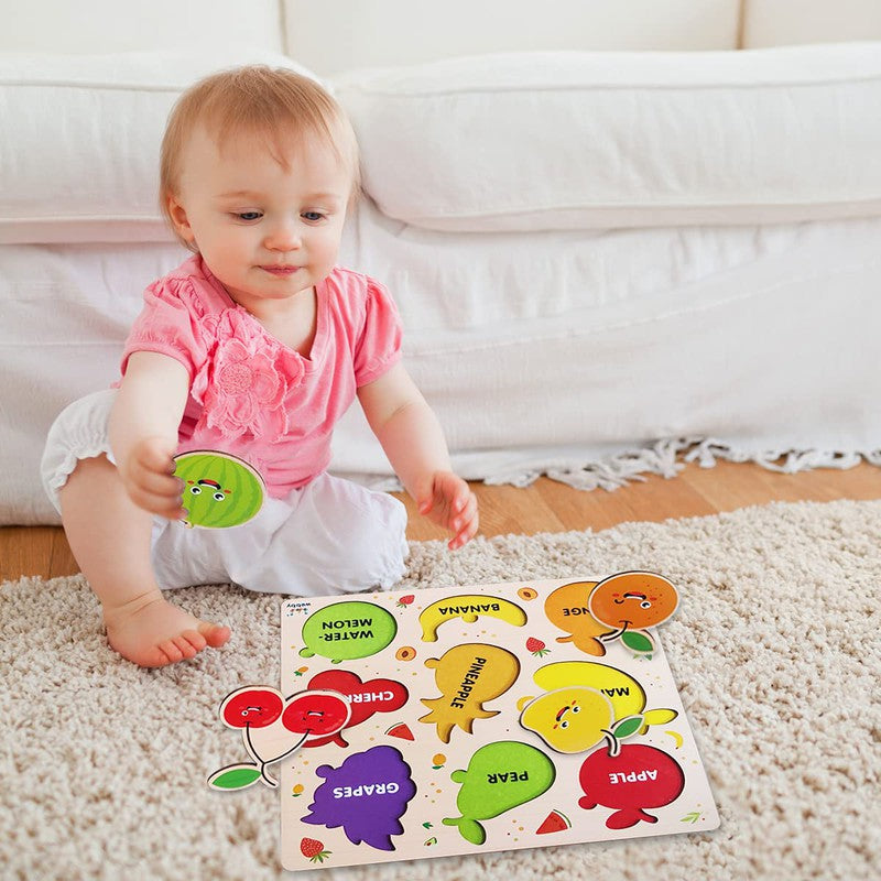 Wooden Fruits Montessori Educational Pre-School Puzzle Board Toy