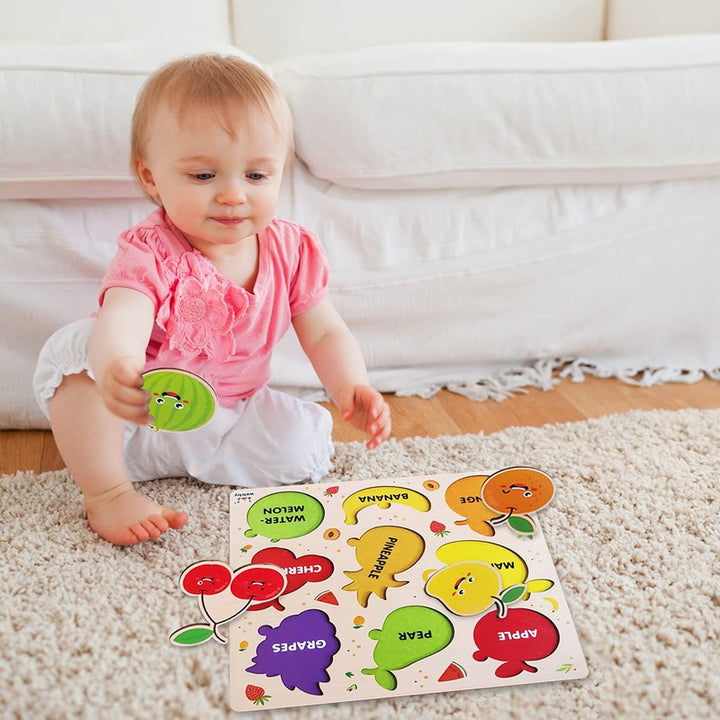 Wooden Fruits Montessori Educational Pre-School Puzzle Board Toy