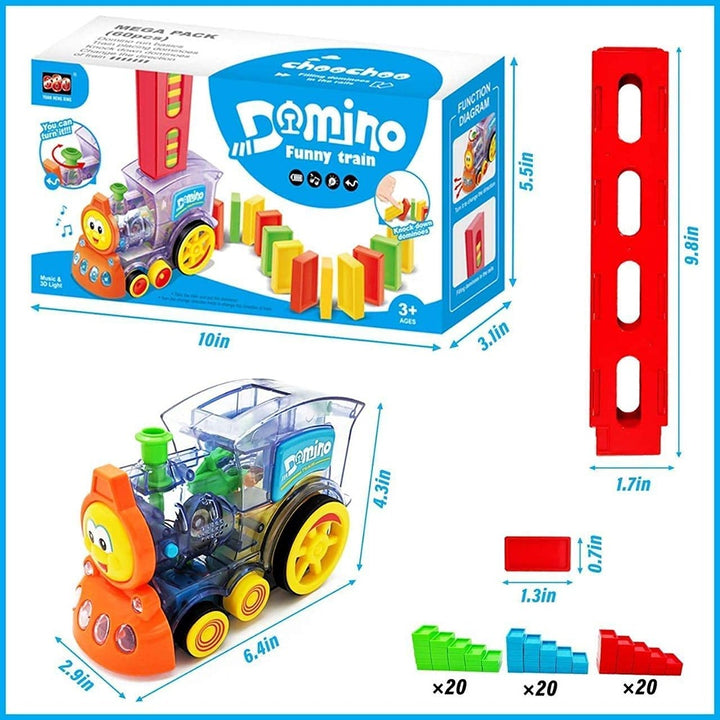 60 Pcs Domino Rally Train Toy Set with Lights and Sounds