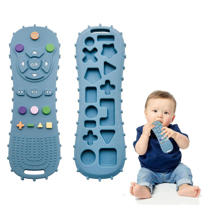 FunBlast Silicone Remote Teether for Babies | Blue Soft Teething Toy for Biting Skills Development