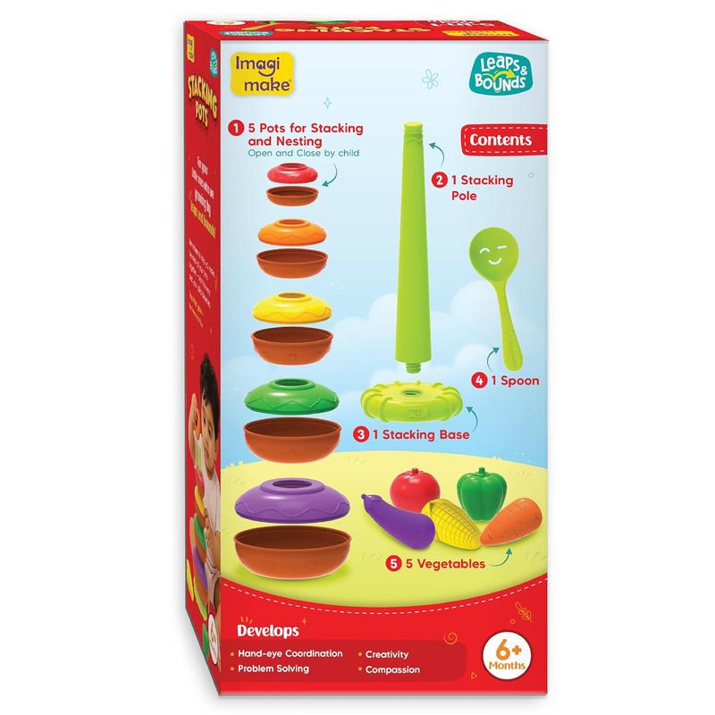 Buy 5 in 1 Stacking Pots - Color Sorting, Nesting & Pretend Play Toy (1 ...