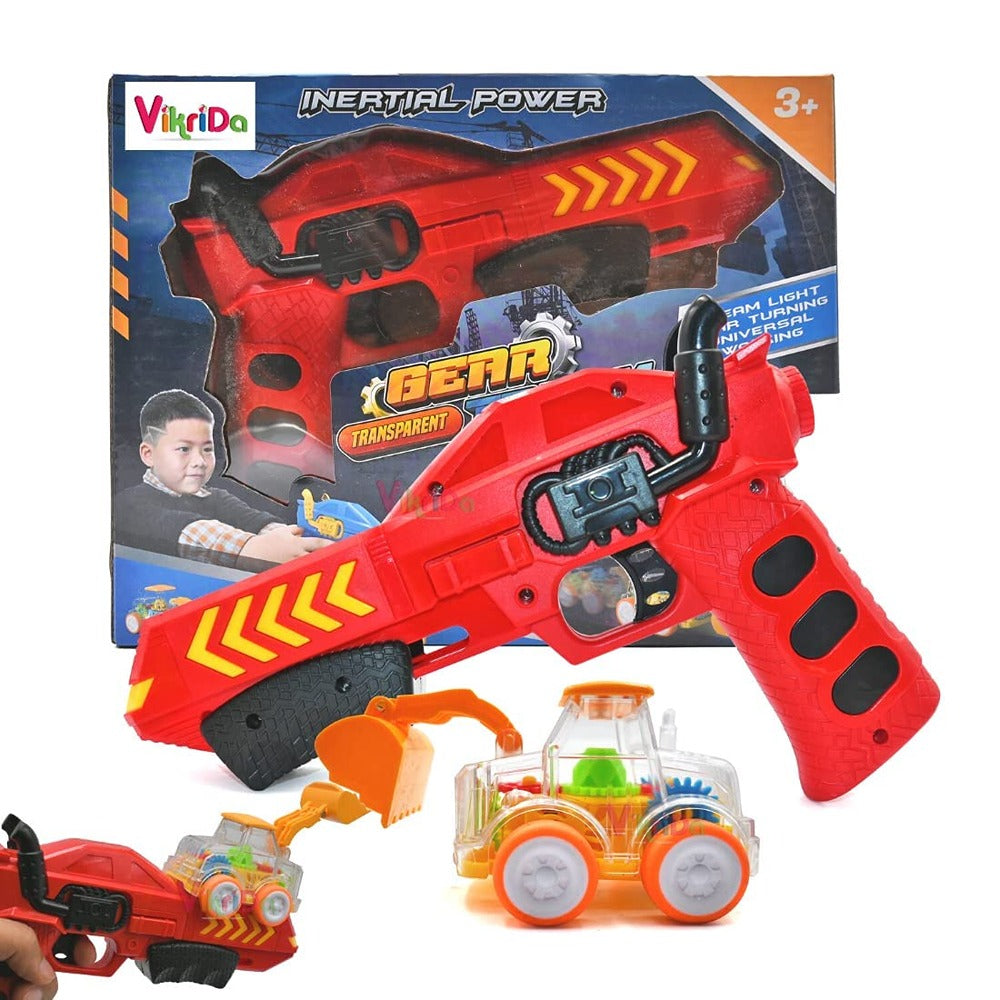 Vehicle Toy Gun Flashing Friction Power Cars with Plastic Catapult Gun