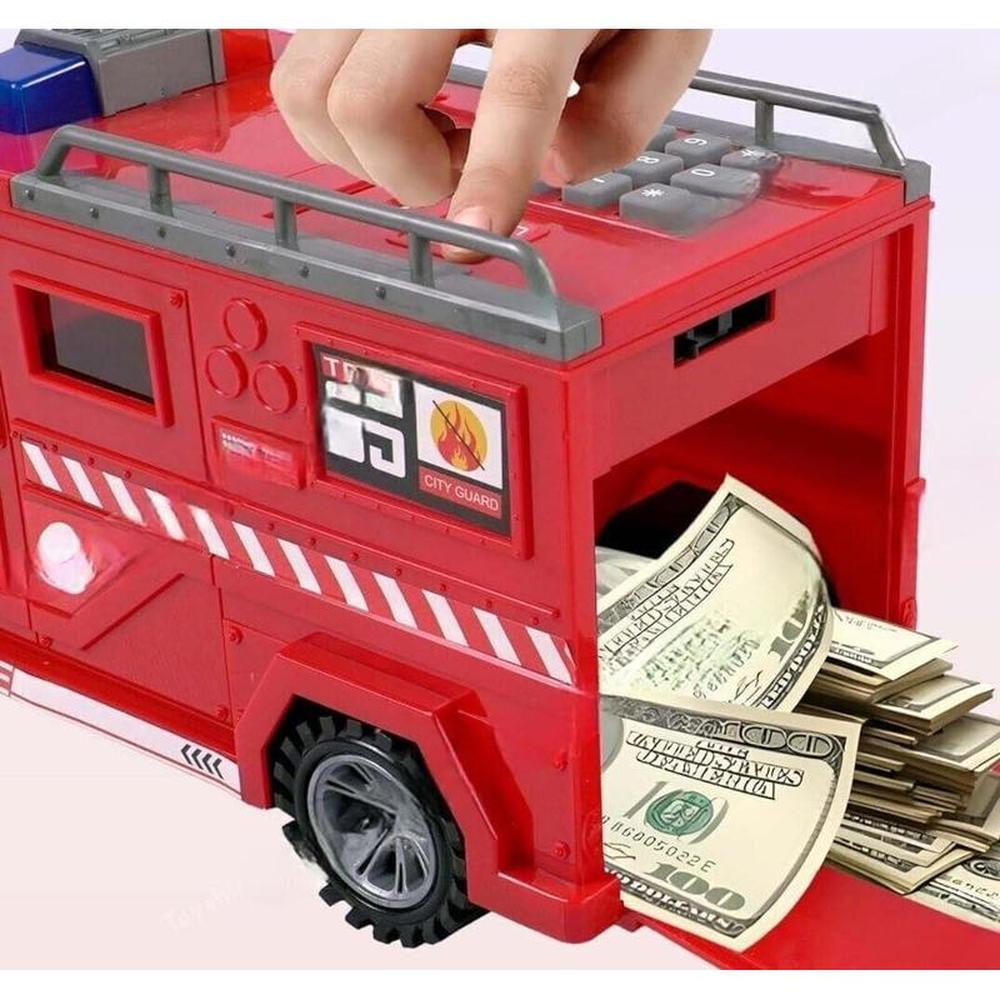 Cash Truck Piggy Bank with Unlock Fingerprint & Password Protection, Light & Music Features (3-8 Years)
