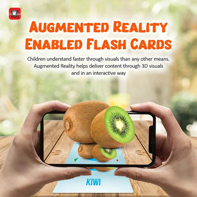 Augmented Reality Fruits Flashcards Kit: 20 Laminated Cards with Real Illustrations