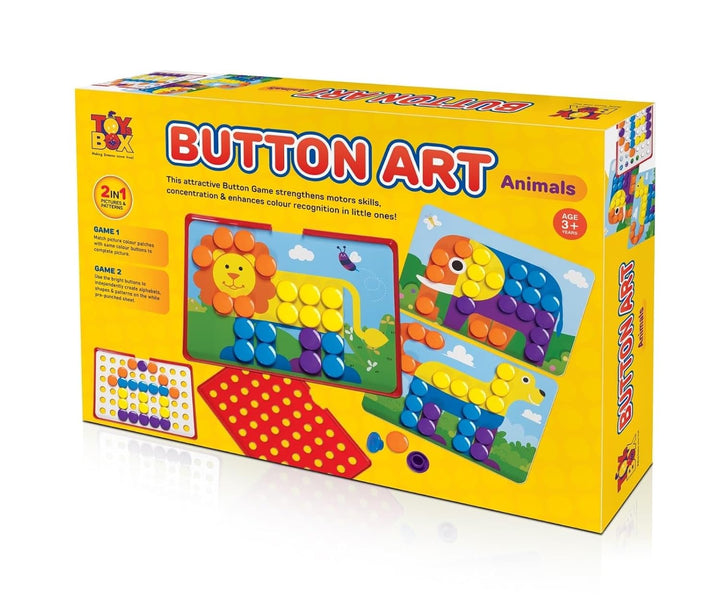 Toy Box by Ratna Button Art - Animals | 2-in-1 Pictures & Patterns | Educational Kit
