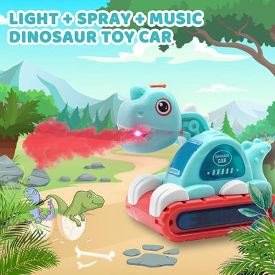 360 Degree Dinosaur Excavator Toy with Water Vapor Spray Vehicle Bump & Go Action Dinosaur Toy with Light & Music