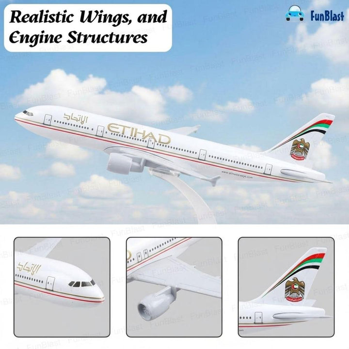 FunBlast B777 Etihad Diecast Aeroplane Model | Miniature Aircraft Display Collectible