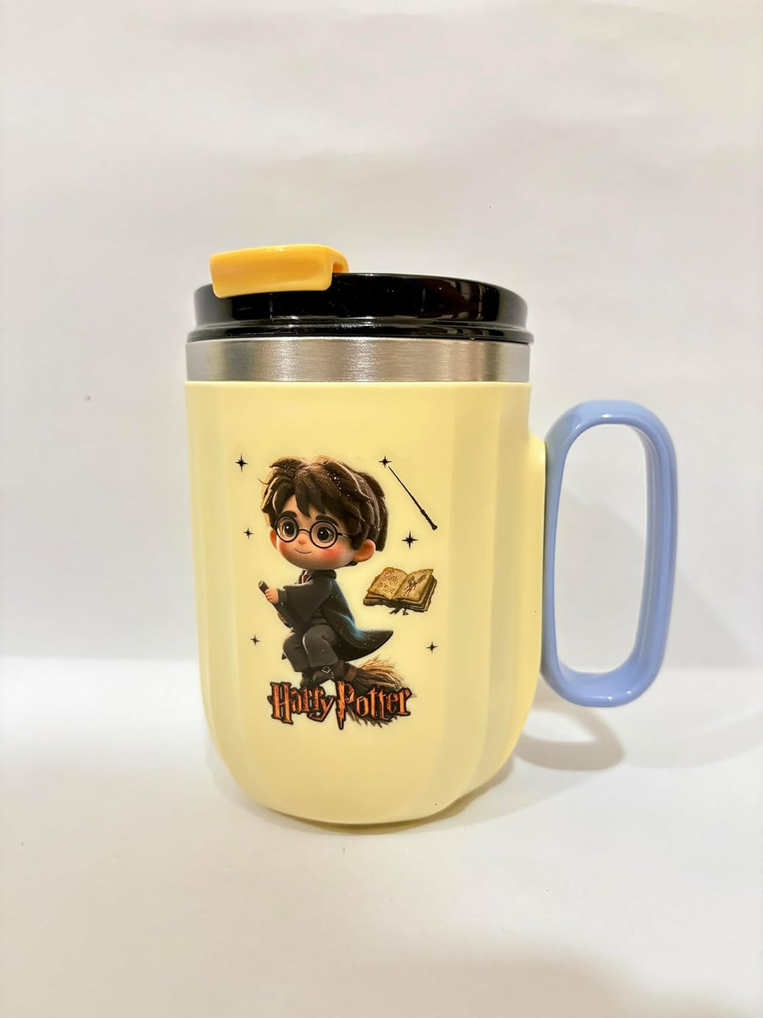 Harry Potter Theme Insulated Mug with Lid and Straw - 400ml | Stainless Steel | Lime Yellow